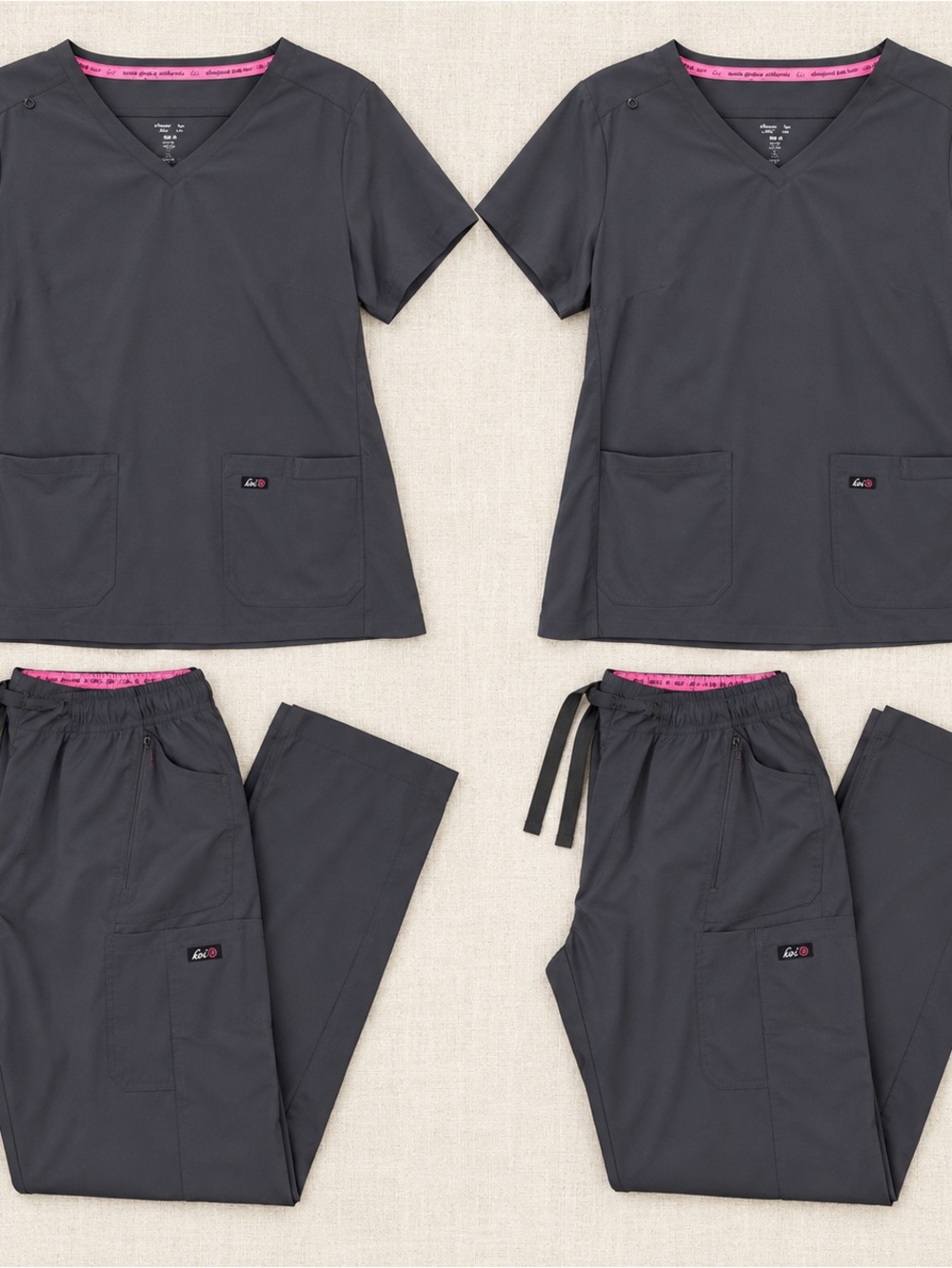 Men's Cargo Scrub Pants - Charcoal with Pink Trim